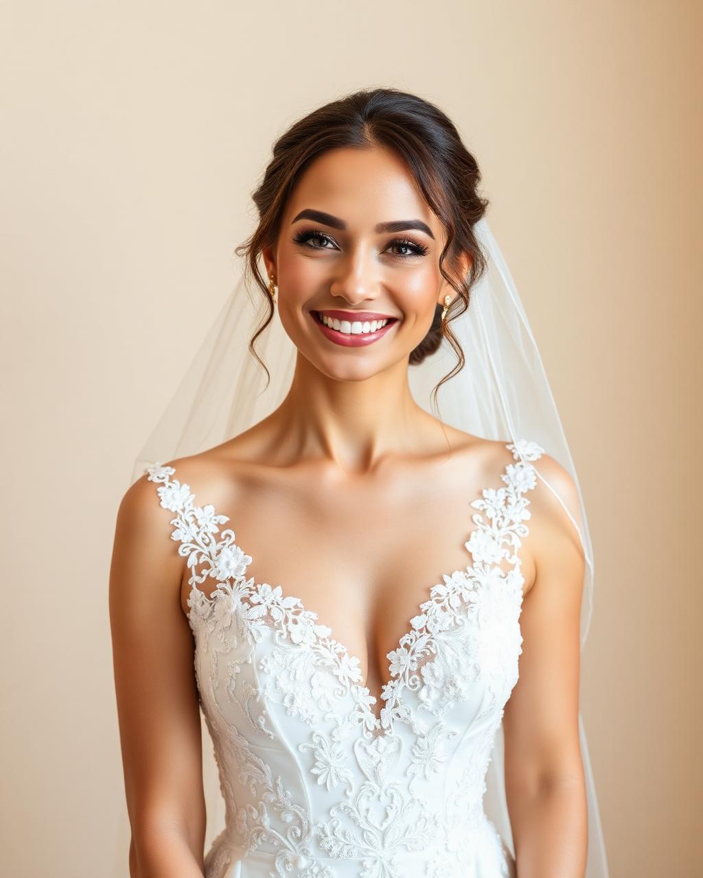 Noiva sorrindo pronta para o casamento no Spa Della Rosa